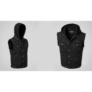 Lurking Class by Sketchy Tank Men's Black Hooded Demin Jacket Vest. Size L